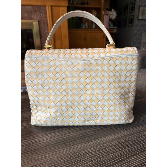 BALLY Braided Crème Leather Handbag with Large Top Handle - Picture 7 of 8